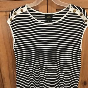 Navy and white striped top